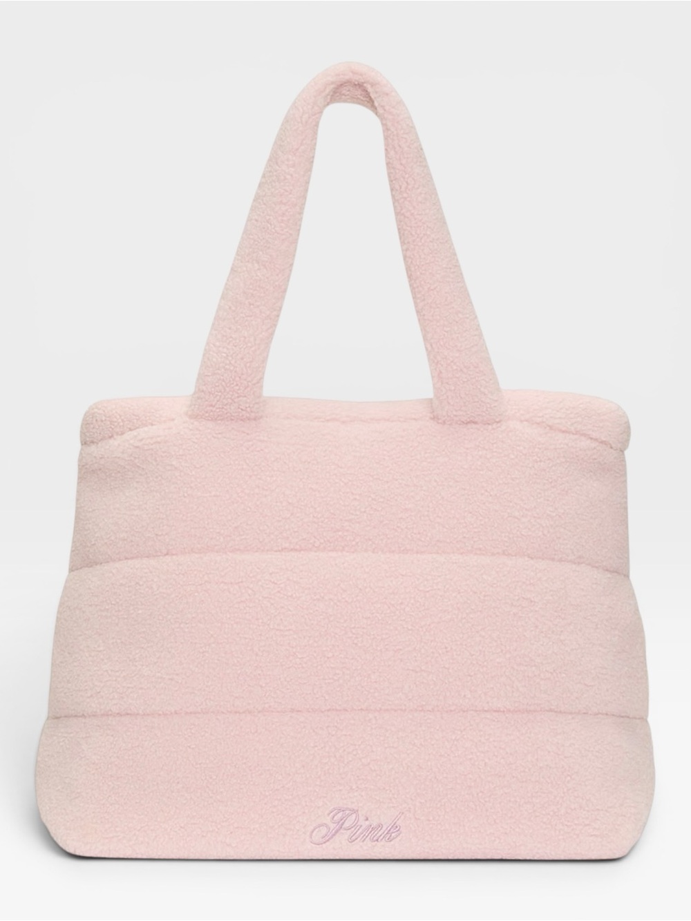 Victoria's Secret PINK Sherpa Tote Bag Light Pink Plush Shoulder Bag Large
